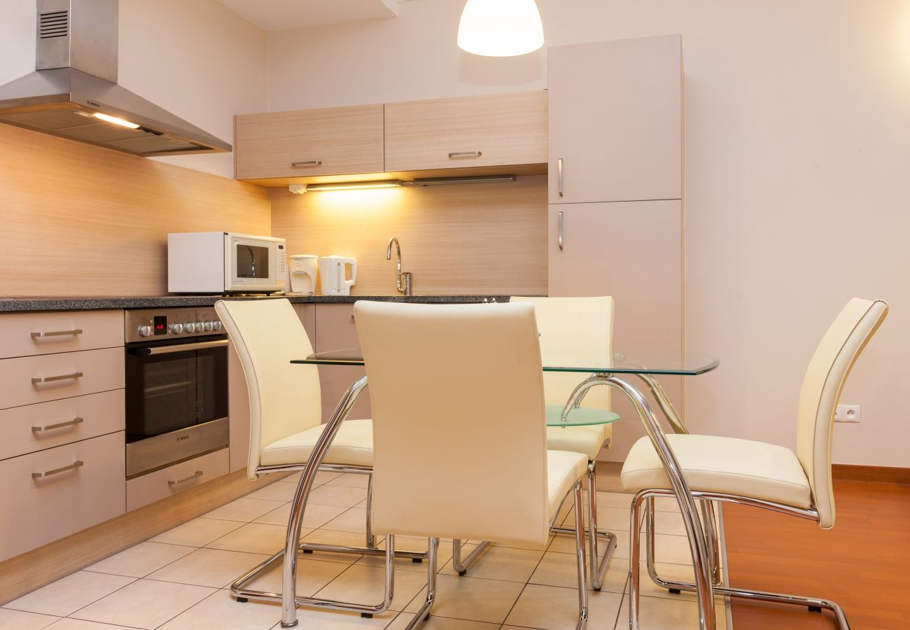 kitchenette, table, chairs, oven, rent
