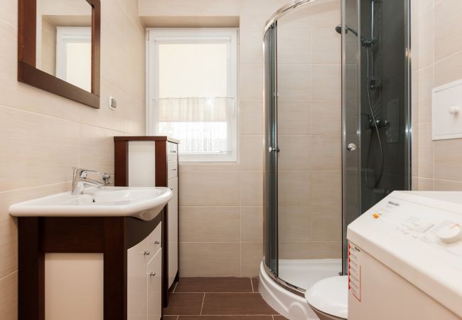bathroom, shower, washbasin, mirror, toilet, rent