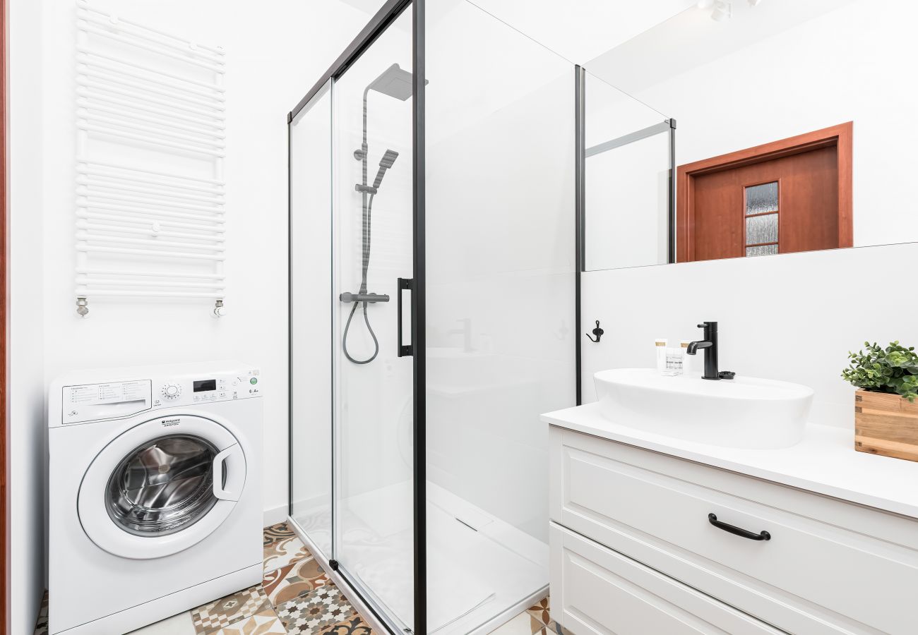bathroom, shower, washbasin, mirror, cabinet, rental, apartment