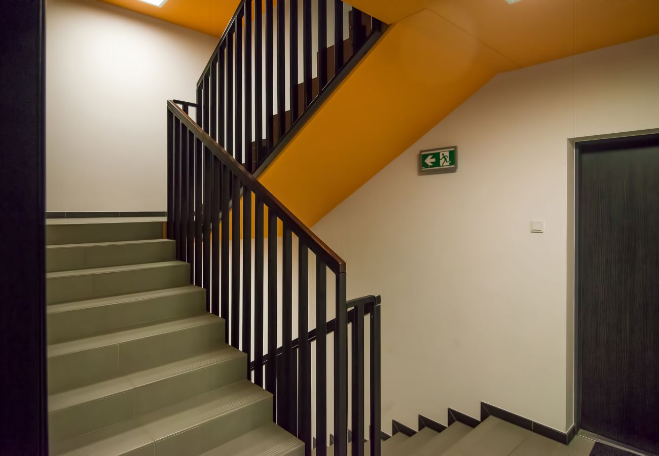 interior, apartment, apartment building interior, staircase, stairwell, stairs, rent