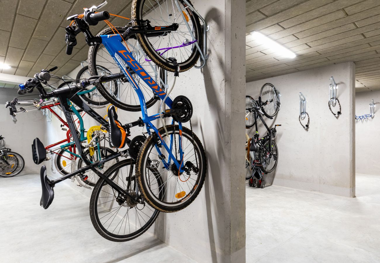 bicycle storage, apartment, apartment building, interior, rent