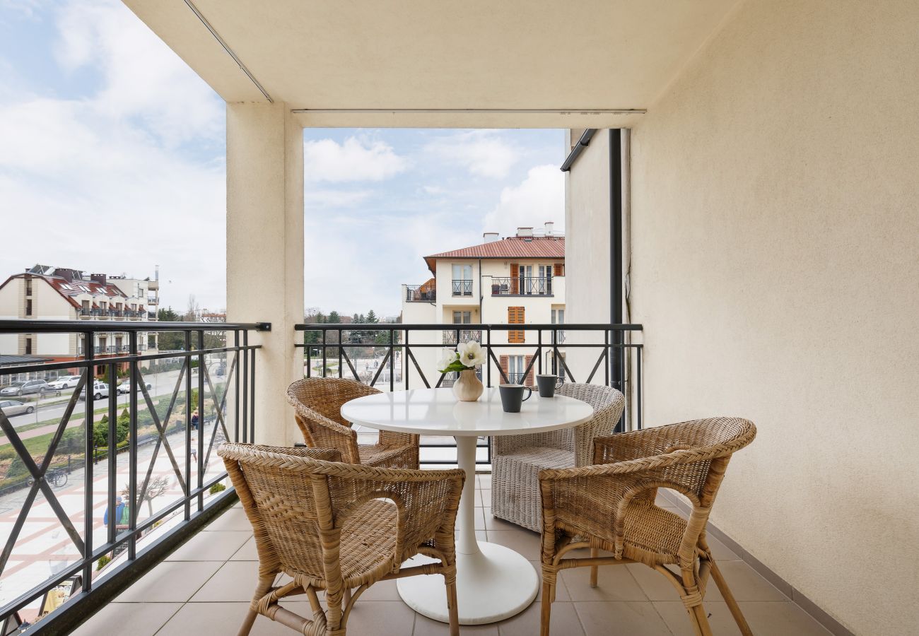 terrace, apartment, exterior, chairs, table, view from terrace, rent