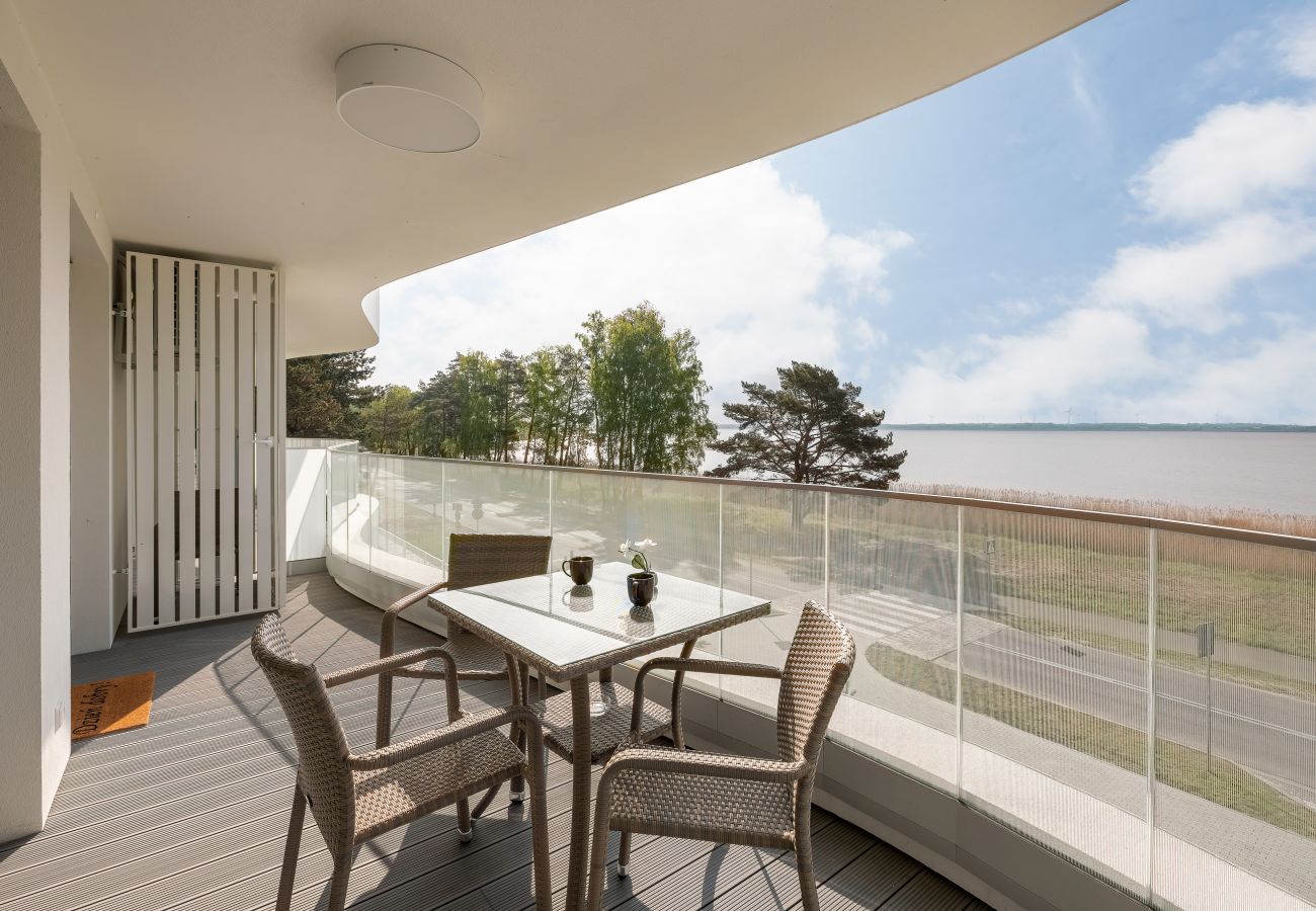 terrace, apartment, outside, chairs, table, view, lake view, rent, Rogowo